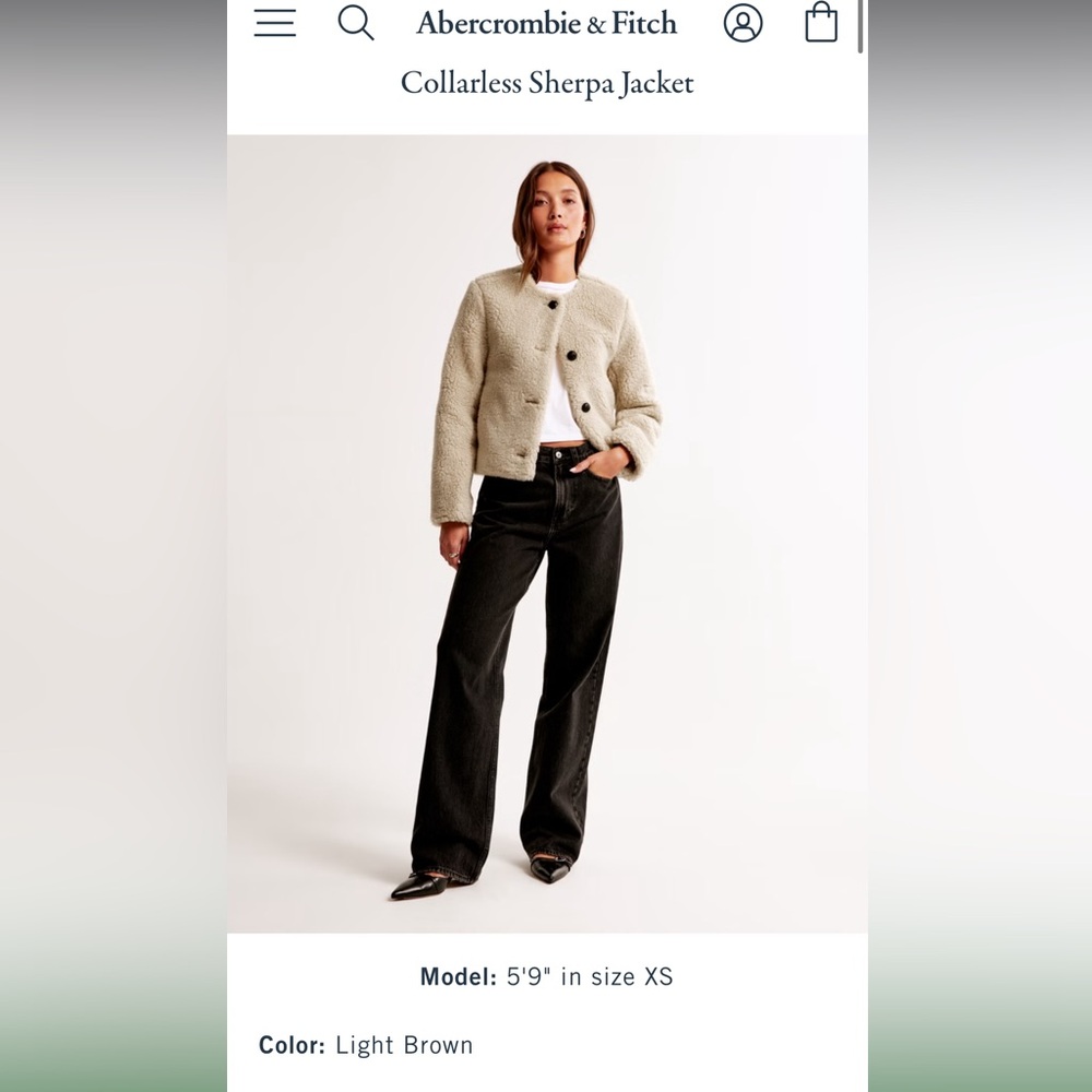 A&F collarless sherpa jacket
